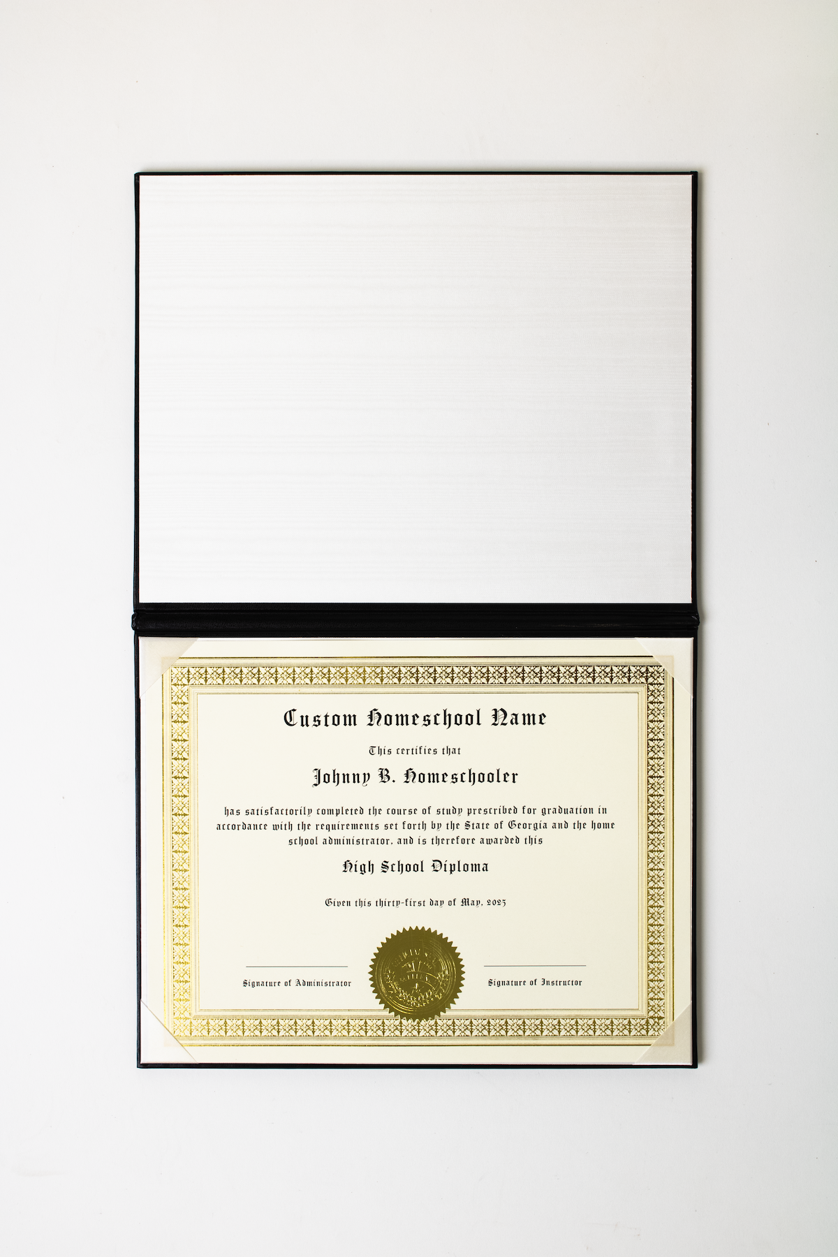 Diploma open in cover